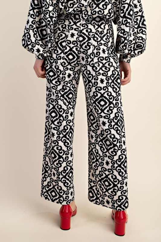 Textured Print Pants, Black - 21024637_18dce460-ea17-47a3-851a-7fa93518d3a2.jpg