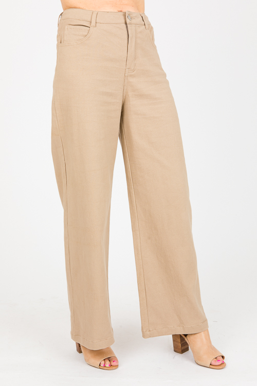 Winnie Wide Leg Jeans, Tan