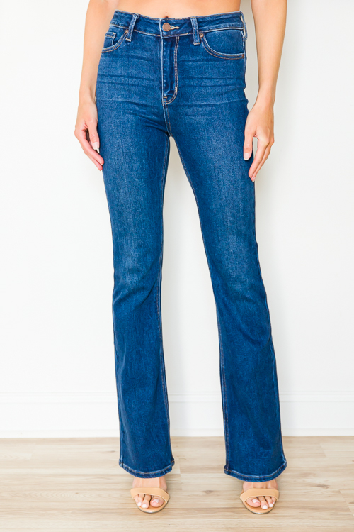 High Rise Flare Jeans, Dark