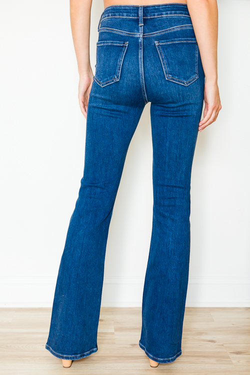 High Rise Flare Jeans, Dark