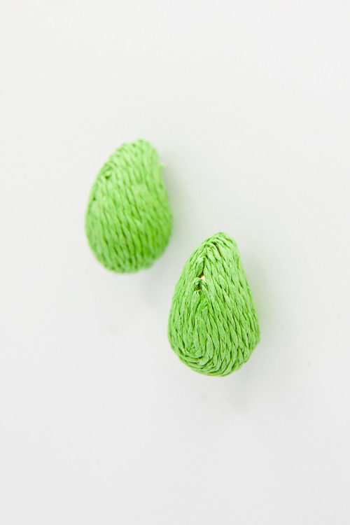 Raffia Teardrop Earrings, Lime - 2K9A1650-Edit.jpg