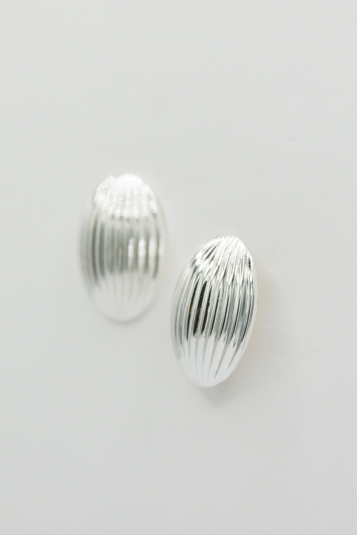 Almond Shape Earrings, Silver