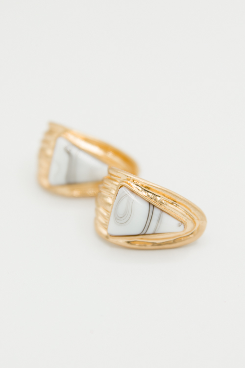 Stone Triangle Hoops, Howlite