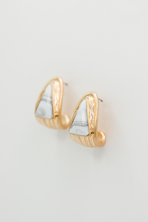 Stone Triangle Hoops, Howlite