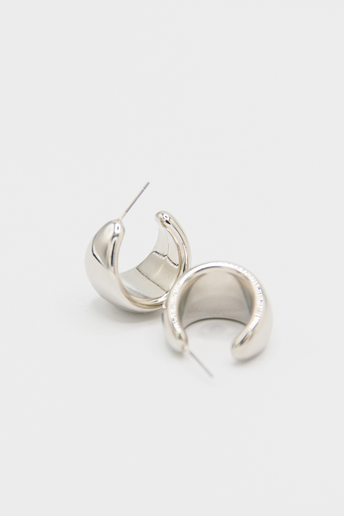 Wide Crescent Hoops, Silver