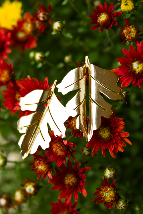 Leaf Earrings, Gold