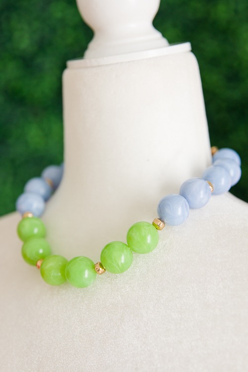 Acrylic Beaded Necklace, Blue/Lime - 2K9A8185.jpg