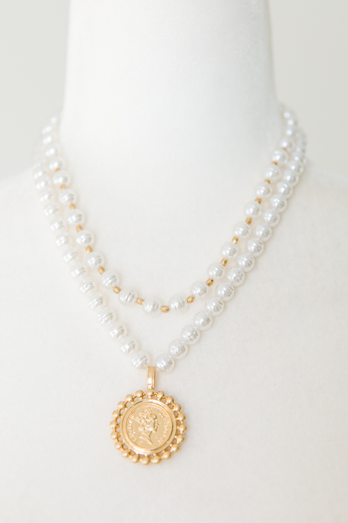 Dotted Coin Pendant Necklace