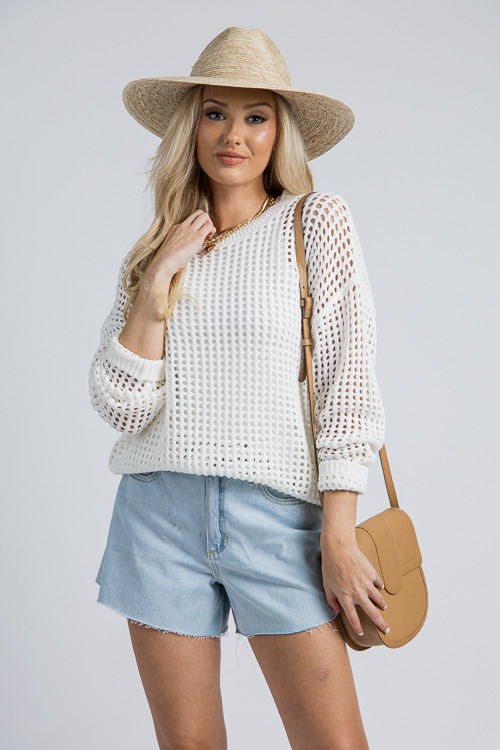 Solid Open Weave Sweater, White - 4K7A0606.jpg