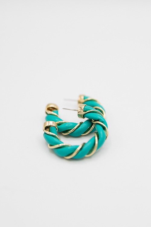 Twisted Leather Hoops, Teal - 4K7A9291.jpg