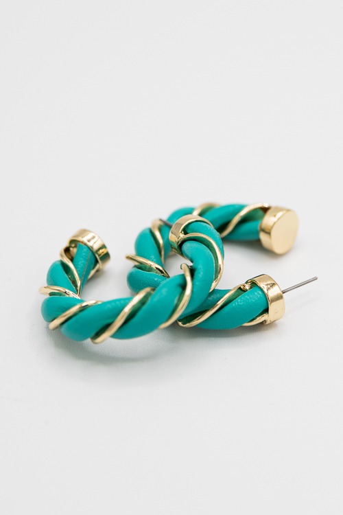 Twisted Leather Hoops, Teal - 4K7A9295.jpg