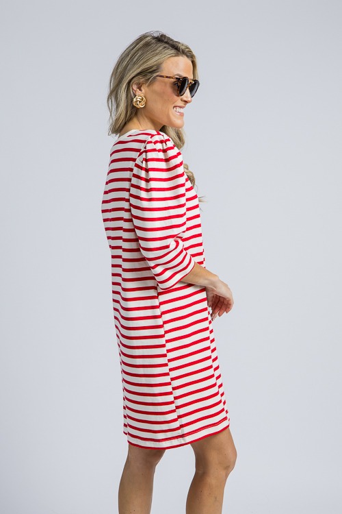 Puff Sleeve Stripe Dress, Red - 4K7A9517.jpg