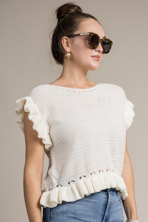 Ruffle Trimmed Sweater Top, Off White - 4K7A9589.jpg