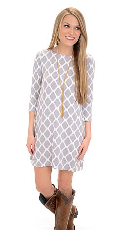 Best Basic Tunic, Grey Aztec - Dresses - The Blue Door Boutique