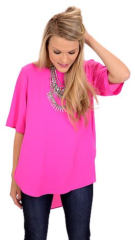 Day to Night Top, Hot Pink - The Blue Door Boutique