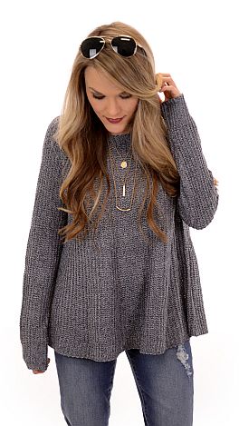 Swing Hem Sweater - Tops - The Blue Door Boutique