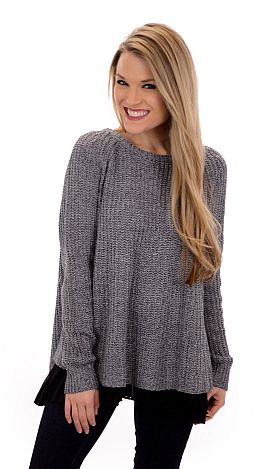 Swing Hem Sweater - Tops - The Blue Door Boutique