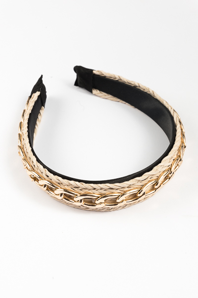 Chain Link Headband, Natural - The Blue Door Boutique