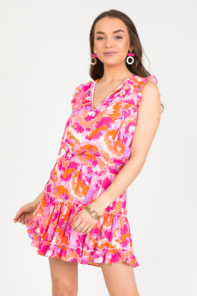 Trio Dress, Pink Burst - New Arrivals - The Blue Door Boutique