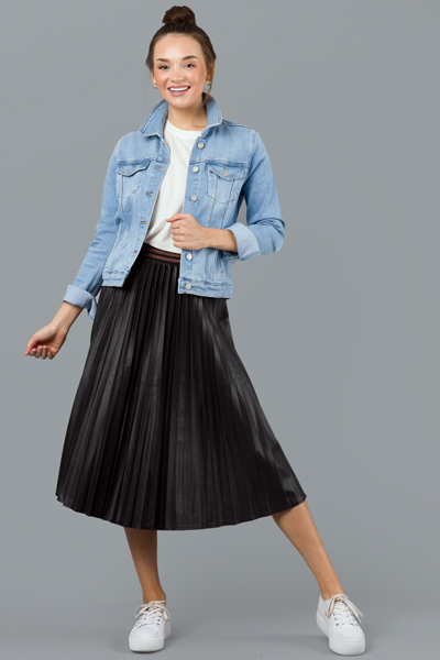 Pleated Leather Skirt - Skirts - Bottoms - The Blue Door Boutique