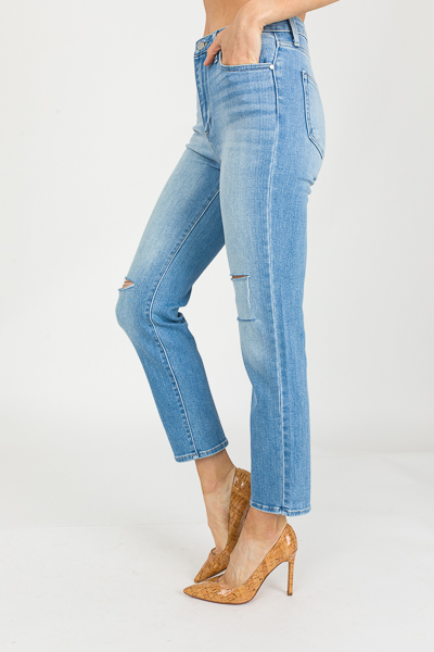 Knee Slit Straight Jeans, Light