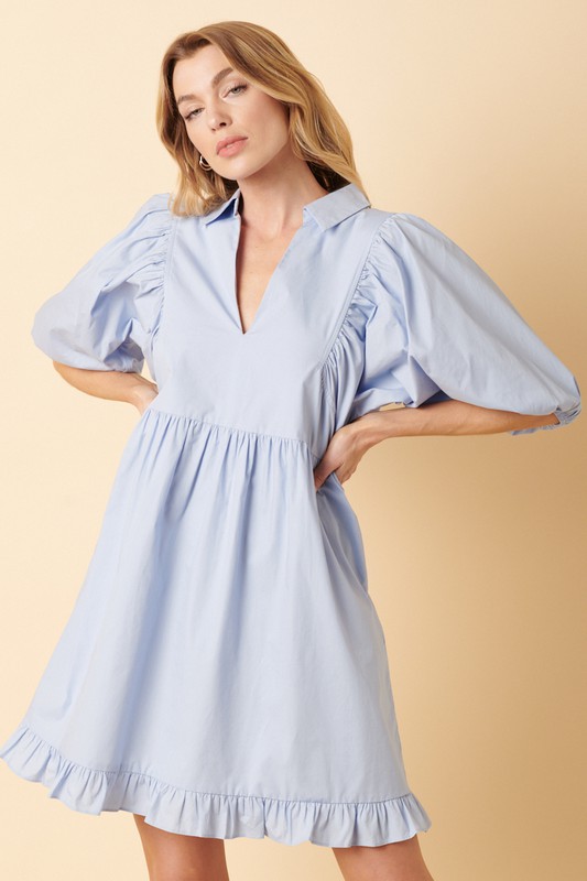 Carly Babydoll Dress, Blue - Sale - The Blue Door Boutique